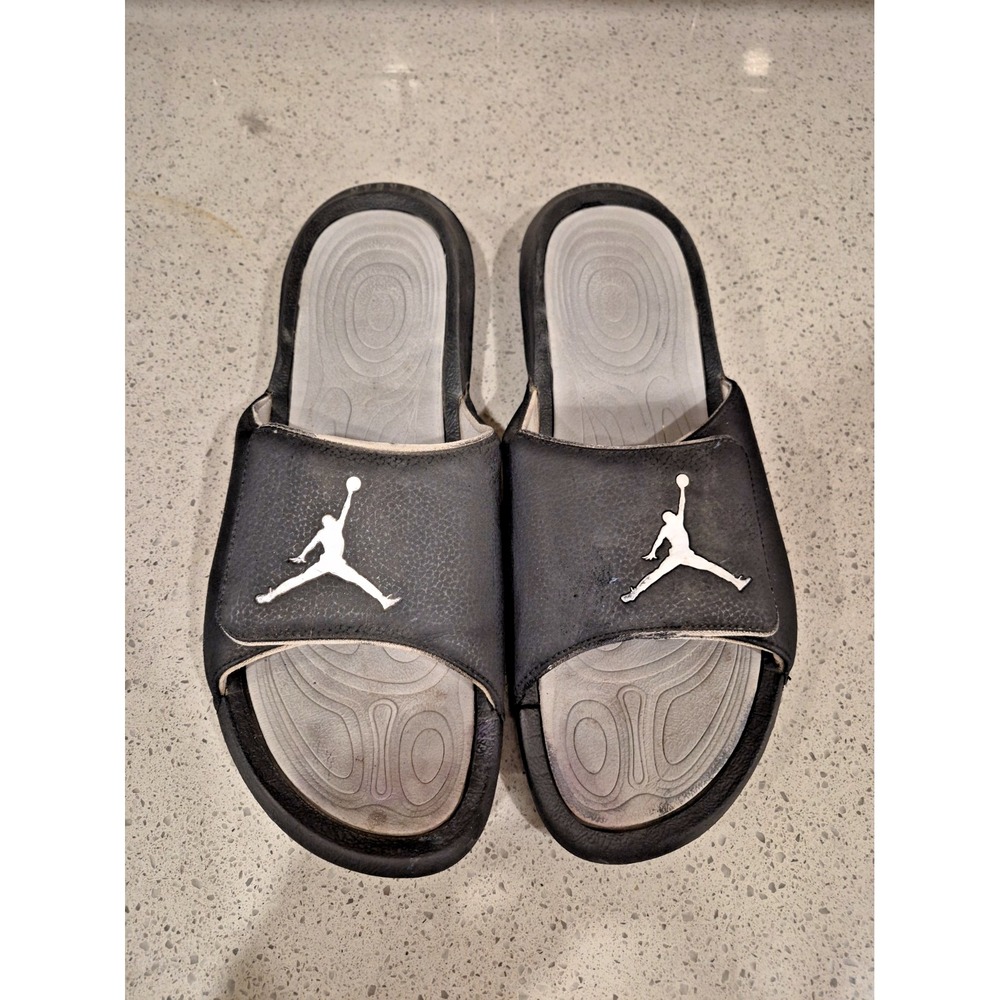 Jordan Hydro Men Slides Black Grey White Adjustable Strap Jumpman Sandals 14